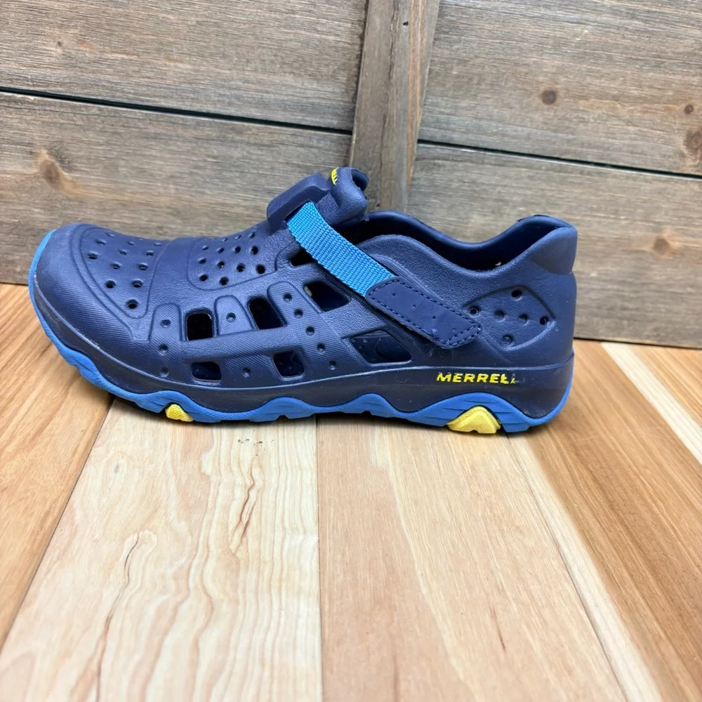 Merrell Kids Unisex Hydro Canyon Sneaker Sandal Blue & Yellow Sz 3